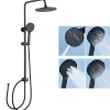 Sofetiy Max Colonne de douche sans robinetterie avec pommeau + douchette 4 jets + flexible + barre réglable, Noir* Colonne De Douche Sans Robinetterie