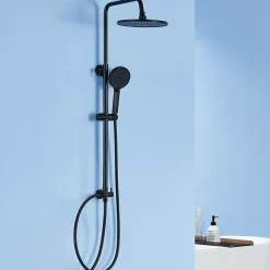 Sofetiy Max Colonne de douche sans robinetterie avec pommeau + douchette 4 jets + flexible + barre réglable, Noir* Colonne De Douche Sans Robinetterie
