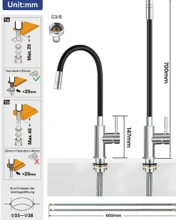 Sofetiy Max Colonne de douche sans robinetterie avec pommeau + douchette 4 jets + flexible + barre réglable, Noir* Colonne De Douche Sans Robinetterie