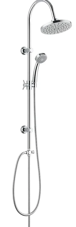 Edouard Rousseau Colonne de douche sans robinetterie avec pommeau + douchette 1 jet + flexible + barre réglable, chrome, Manolia* Colonne De Douche Sans Robinetterie