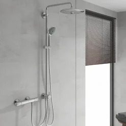 Grohe Colonne de douche sans robinetterie avec pommeau + douchette 3 jets + flexible + barre réglable, chrome, Vitalio Joy System 260* Colonne De Douche Sans Robinetterie