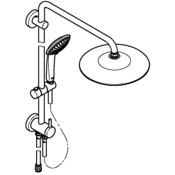 Grohe Colonne de douche sans robinetterie avec pommeau + douchette 3 jets + flexible + barre réglable, chrome, Vitalio Joy System 260* Colonne De Douche Sans Robinetterie
