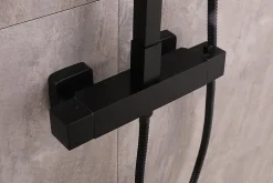 Bernstein Colonne de douche thermostatique murale laiton + tête de douche 23x23cm - Noir mat - 110x15cm - SEDAL 8921B