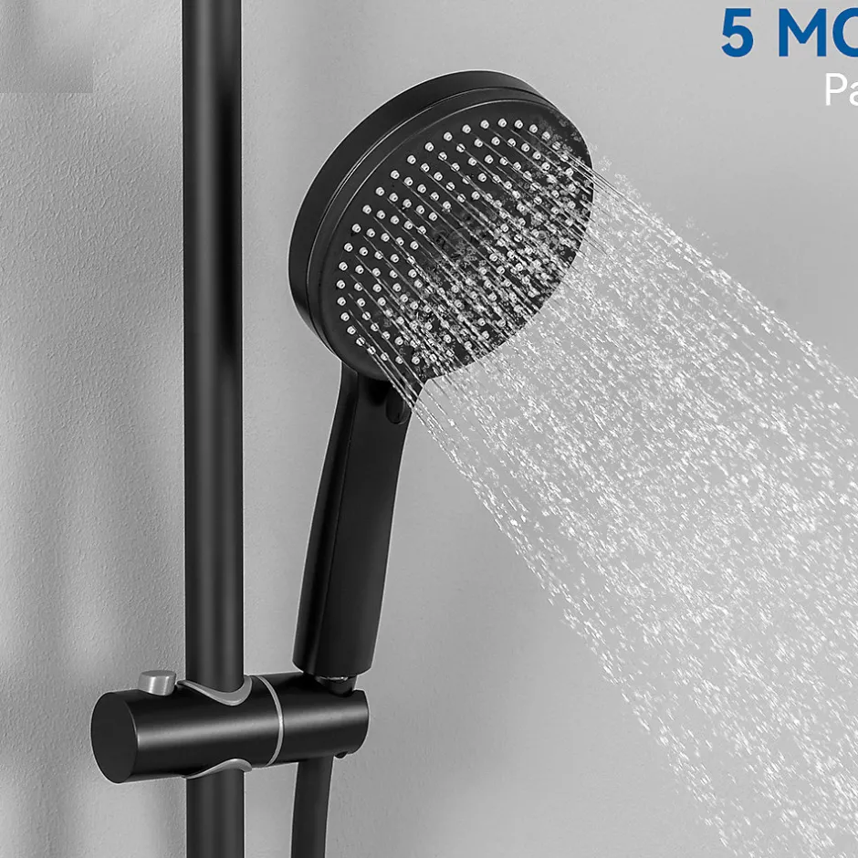 Sofetiy Max Colonne de Douche Thermostatique 5 Fonctions, Ensemble de Douche Noir, Douche avec Tête de Douche de 12 pouces* Colonne De Douche Thermostatique