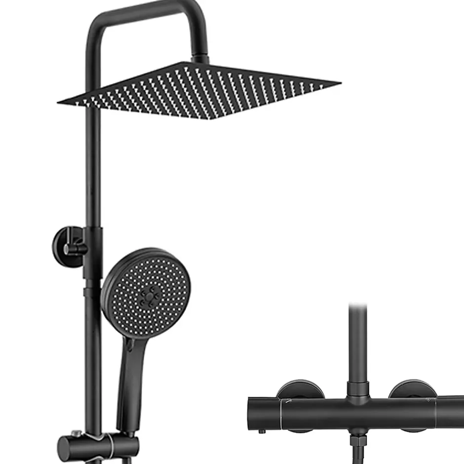 Sofetiy Max Colonne de Douche Thermostatique 5 Fonctions, Ensemble de Douche Noir, Douche avec Tête de Douche de 12 pouces* Colonne De Douche Thermostatique