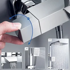 Auralum Max Colonne de Douche Thermostatique 3 Fonctions, Ensemble de Douche Chrome avec pomme Douchette Robinet de Baignoire* Colonne De Douche Thermostatique