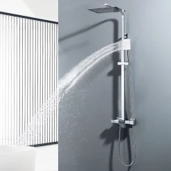 Auralum Max Colonne de Douche Thermostatique 3 Fonctions, Ensemble de Douche Chrome avec pomme Douchette Robinet de Baignoire* Colonne De Douche Thermostatique