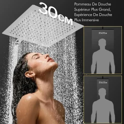 Homelody Colonne de Douche Thermostatique Ensemble de Douche Corps en Laiton Hauteur Réglable 855-1105mm Système de Douche* Colonne De Douche Thermostatique
