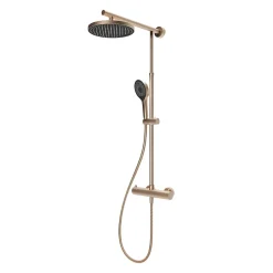 Schulte Colonne de douche thermostatique avec pommeau + douchette + flexible + barre réglable, coloris cuivre, Rain* Colonne De Douche Thermostatique