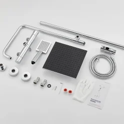 Auralum Max Colonne de Douche Thermostatique avec mitigeur , Ensemble de Douche Noir, Douche avec Tête de Douche de 12 pouce
