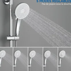 Sofetiy Max Colonne de Douche Thermostatique 5 Fonctions, Ensemble de Douche , Douche avec Tête de Douche de 12 pouces