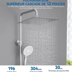 Sofetiy Max Colonne de Douche Thermostatique 5 Fonctions, Ensemble de Douche , Douche avec Tête de Douche de 12 pouces