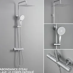 Sofetiy Max Colonne de Douche Thermostatique 5 Fonctions, Ensemble de Douche , Douche avec Tête de Douche de 12 pouces