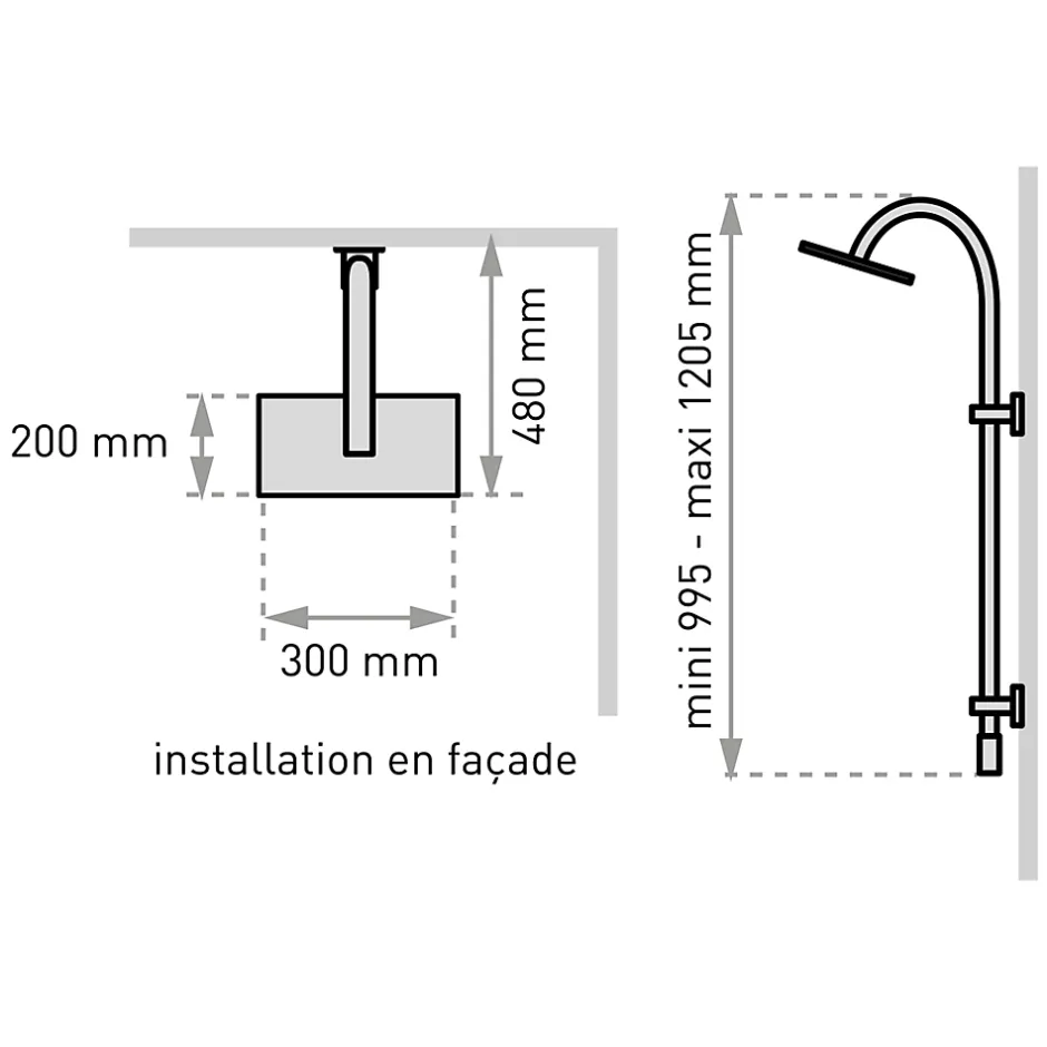 Valentin Colonne de douche thermostatique avec pomme de tête, douchette et flexible, chrome, Inouie* Colonne De Douche Sans Robinetterie