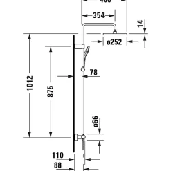 Duravit Colonne de douche thermostatique MinusFlow noir mat* Colonne De Douche Thermostatique