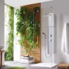 Valentin Colonne de douche thermostatique avec tablette, pomme de tête, douchette et flexible, en aluminium anodisé gris, Totmy