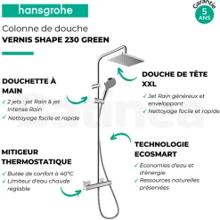 Hansgrohe Colonne de douche thermostatique Vernis Shape 230 Green chromé* Colonne De Douche Hydromassante