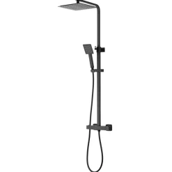 GoodHome Colonne de douche thermostatique avec pomme de tête, douchette et flexible, noir mat, Kozo* Colonne De Douche Thermostatique