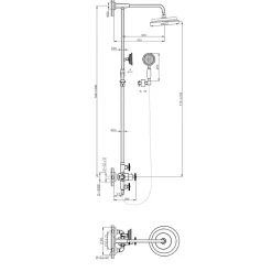 Essebagno Colonne de douche thermostatique cuivre brossé Indus* Colonne De Douche Thermostatique