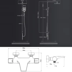 Homelody Colonne de Douche Thermostatique Noir Ensemble de Douche Robinet Cascade pour Baignoire Laiton Set de Douche Hauteur Réglable* Colonne De Douche Thermostatique