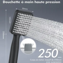 Homelody Colonne de Douche Thermostatique Noir Ensemble de Douche Robinet Cascade pour Baignoire Laiton Set de Douche Hauteur Réglable* Colonne De Douche Thermostatique