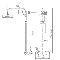 Imex Products Colonne de douche thermostatique chrome acier et laiton avec douchette reglable et robinet securise