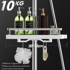 Homelody Colonne de Douche Thermostatique Hauteur Reglable 940 a 1200 mm Jet Pluie avec Tablette Finition Chrome pour Salle de Bain* Colonne De Douche Thermostatique
