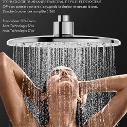Homelody Colonne de Douche Thermostatique Hauteur Reglable 940 a 1200 mm Jet Pluie avec Tablette Finition Chrome pour Salle de Bain* Colonne De Douche Thermostatique