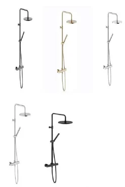 Nobili Colonne de douche thermostatique TONDA avec douchette stylo - Coloris: PVD Miele brossé