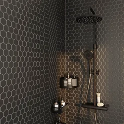 GoodHome Colonne de douche thermostatique Selenga noir* Colonne De Douche Thermostatique