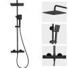 Auralum Max Colonne de Douche Thermostatique avec mitigeur , Ensemble de Douche Noir, Douche avec Tête de Douche de 12 pouces