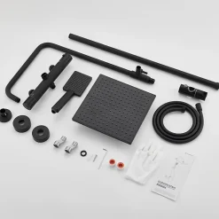 Auralum Max Colonne de Douche Thermostatique avec mitigeur , Ensemble de Douche Noir, Douche avec Tête de Douche de 12 pouces