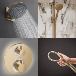 Hansgrohe Colonne de douche thermostatique Ecostat S Douche de tête Pulsify S Flexible Isiflex Douchette Raindance Select S bronze* Colonne De Douche Encastrable
