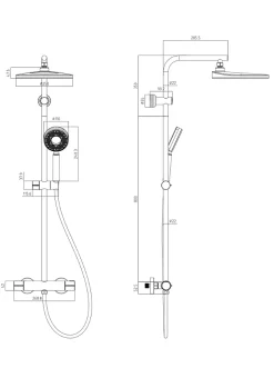 Edouard Rousseau Colonne de douche thermostatique noire, Hoop