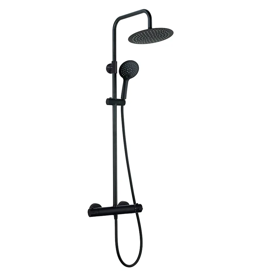 Kramer Colonne de douche thermostatique avec pommeau et douchette 3 jets, noir, Saro* Colonne De Douche Thermostatique
