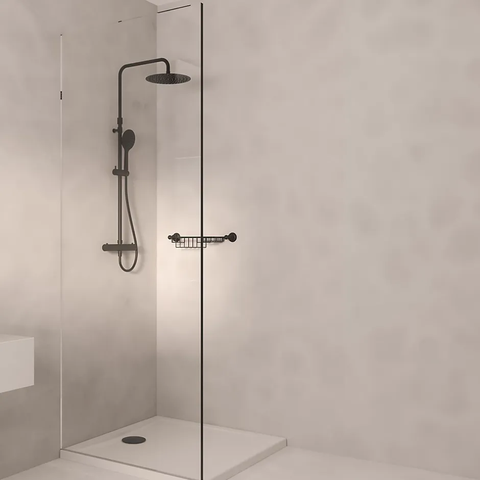 Kramer Colonne de douche thermostatique avec pommeau et douchette 3 jets, noir, Saro* Colonne De Douche Thermostatique