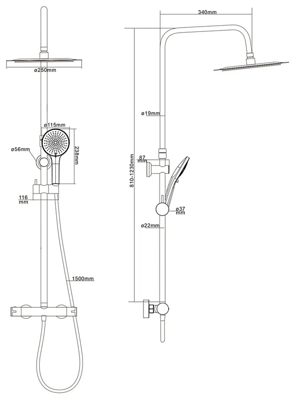 Edouard Rousseau Colonne de douche thermostatique graphite mat, Ars* Colonne De Douche Thermostatique