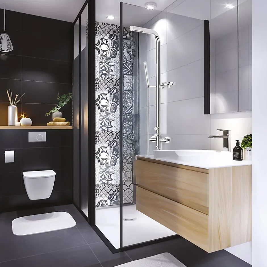 Valentin Colonne de douche thermostatique avec pomme de tête, douchette 1 jet et flexible, porte-savon, laiton chromé, Allure* Colonne De Douche Thermostatique