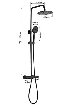 Teeno Colonne de douche thermostatique, Système de douche thermostatique Trente-huit degrés Celsius , Noir* Robinet De Douche