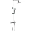 AICA Sanitaire Colonne de douche thermostatique avec pomme de tête, douchette et flexible, effet chromé,rond, AICA* Colonne De Douche Thermostatique