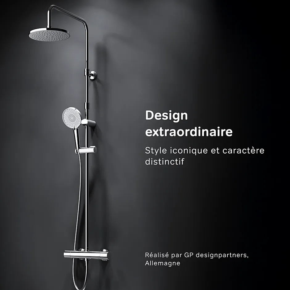 Am.Pm Europe Colonne de douche thermostatique, avec mitigeur thermostatique Système de douche avec robinet Chrome, F07XA400 X-Joy AM.PM* Colonne De Douche Thermostatique