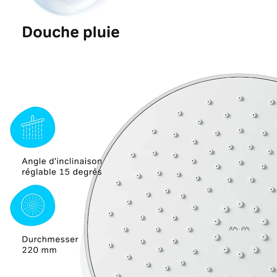 Am.Pm Europe Colonne de douche thermostatique, avec mitigeur thermostatique Système de douche avec robinet Chrome, F07XA400 X-Joy AM.PM* Colonne De Douche Thermostatique
