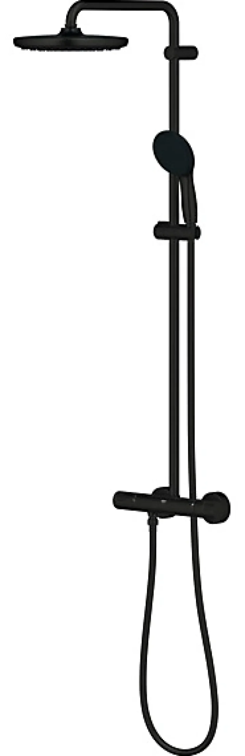 Grohe Colonne de douche thermostatique avec douchette + pommeau + flexible + barre, noir, Vitalio Start 250* Colonne De Douche Thermostatique