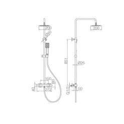 Imex Products Colonne de douche thermostatique acier et laiton chrome avec douchette extensible