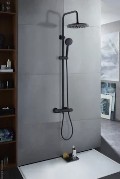 Edouard Rousseau Colonne de douche thermostatique noire, Pagan