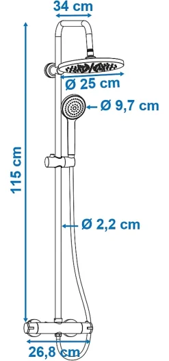 Edouard Rousseau Colonne de douche thermostatique noire, Pagan