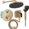 Hansgrohe Colonne de douche thermostatique Ecostat S Douche de tête Pulsify S Flexible Isiflex Douchette Pulsify bronze brossé* Colonne De Douche Encastrable