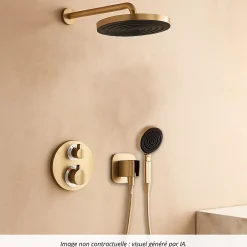 Hansgrohe Colonne de douche thermostatique Ecostat S Douche de tête Pulsify S Flexible Isiflex Douchette Pulsify bronze brossé* Colonne De Douche Encastrable