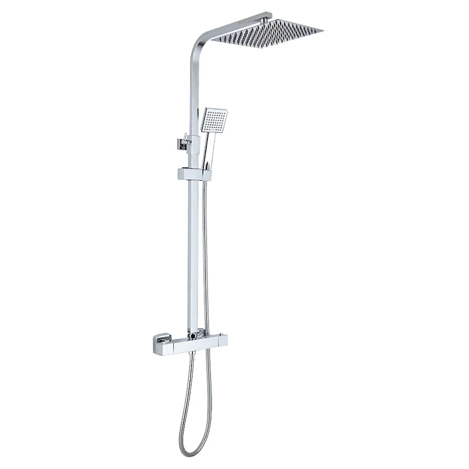 Teeno Colonne de Douche Thermostatique, avec Mitigeur Réglable Hauteur, Argentée