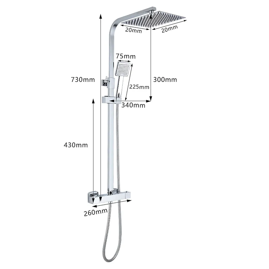 Teeno Colonne de Douche Thermostatique, avec Mitigeur Réglable Hauteur, Argentée